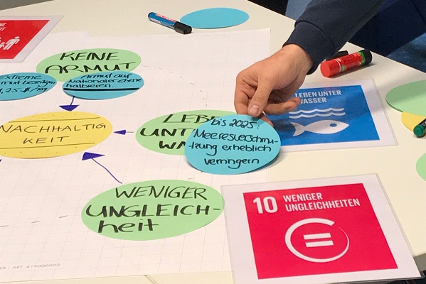 Die Azubis haben mit den SDGs der Vereinten Nationen einen guten Eindruck davon bekommen, wie komplex Nachhaltigkeit ist. Mit einem Klick auf das Foto kommst du übrigens zur Instagram-Hightlight des Workshops. (Foto: sl)