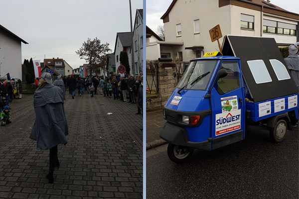 Natürlich blieben die Azubis stilecht: Sogar ihr Südwest-Lastendreirad verkleideten sie als Londoner Taxi. (Foto: Südwest)